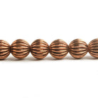 9mm Copper Corrugated Round Bead with 3mm I.D 8 inch 23 pcs - Beadsofcambay.com