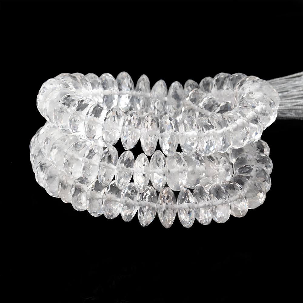 9mm Crystal Quartz German Faceted Rondelle Beads 16 inch 99 pieces - Beadsofcambay.com