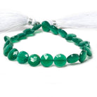 9mm Green Onyx faceted coin beads 8 inch 23 pieces - Beadsofcambay.com