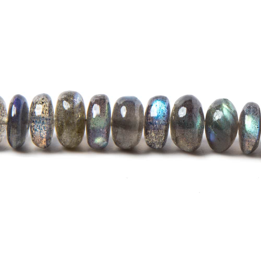 9mm Labradorite Beads Plain Rondelle Beads 8 inch 55 pieces - Beadsofcambay.com