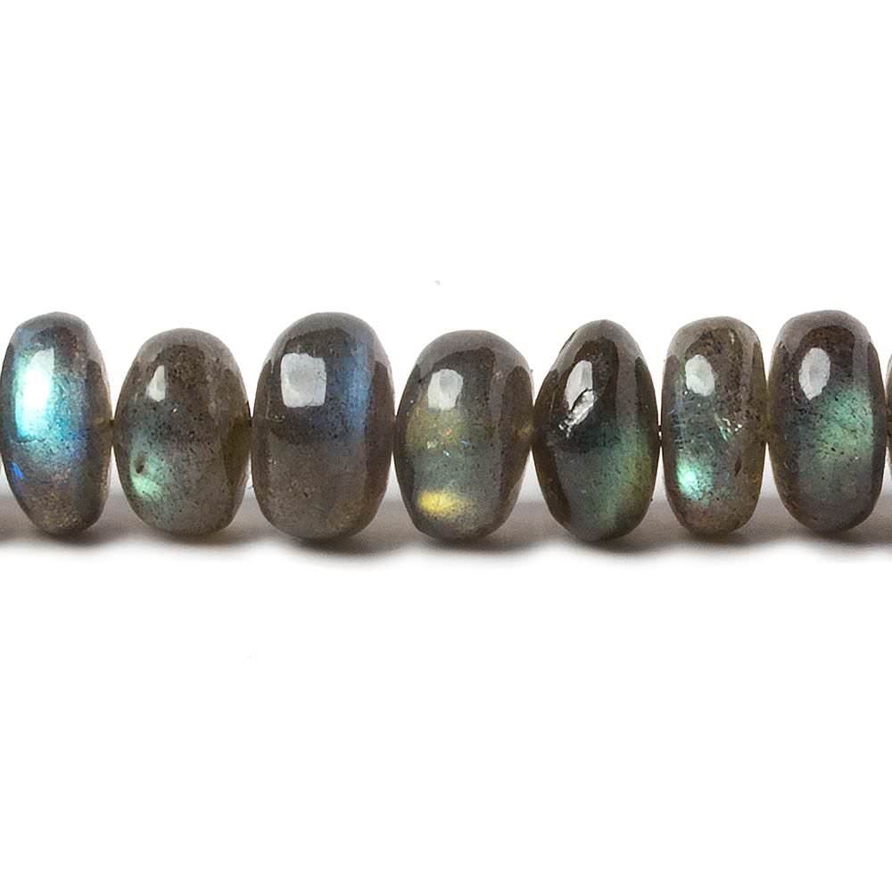 9mm Labradorite plain rondelle beads 14 inch 67 pieces - Beadsofcambay.com