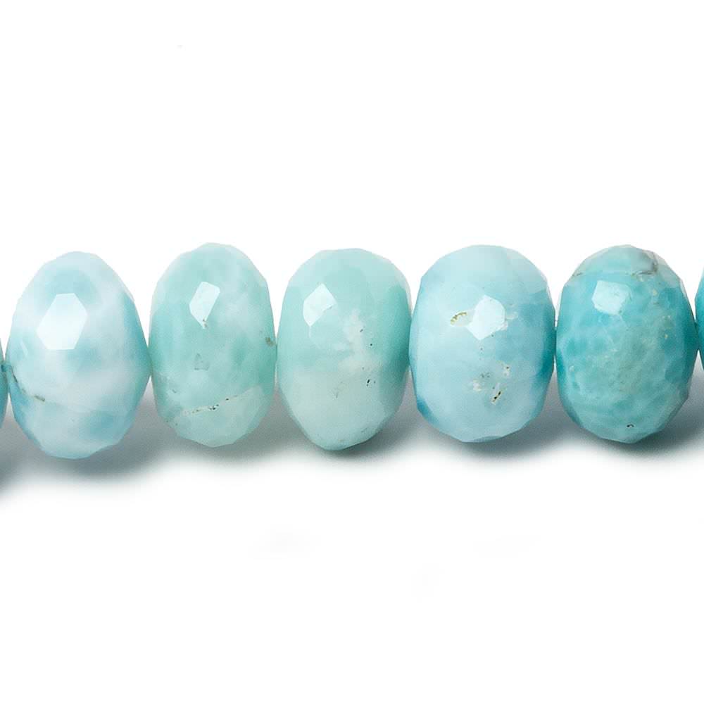 9mm Larimar faceted rondelle beads 13.5 inch 52 pieces - Beadsofcambay.com