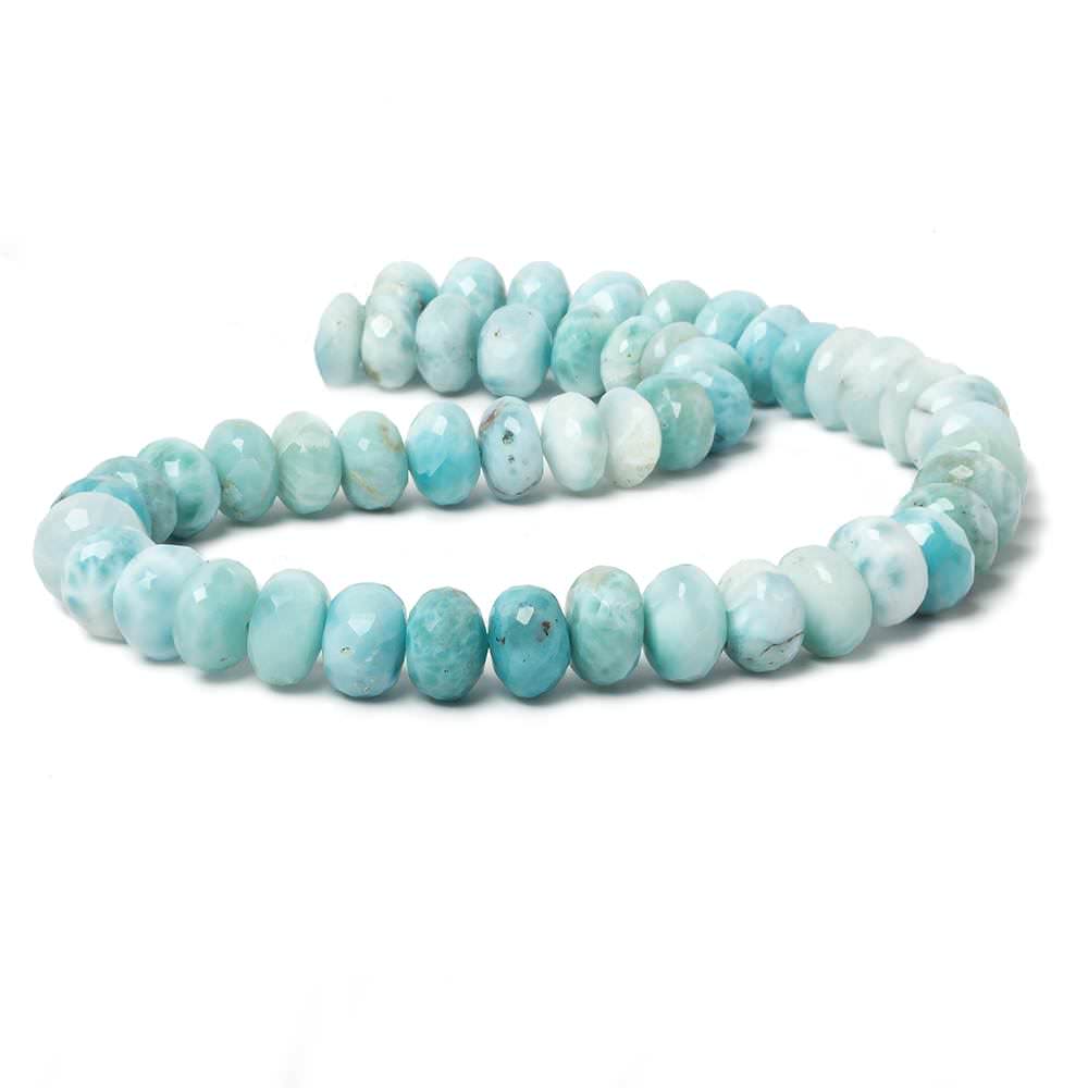 9mm Larimar faceted rondelle beads 13.5 inch 52 pieces - Beadsofcambay.com