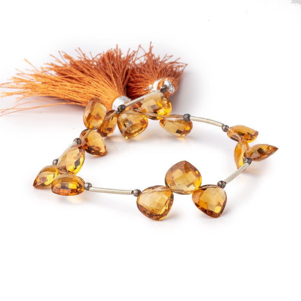 9mm Madeira Citrine Shoulder Drill Faceted Heart Beads 7 inch 15 pieces AAA - Beadsofcambay.com