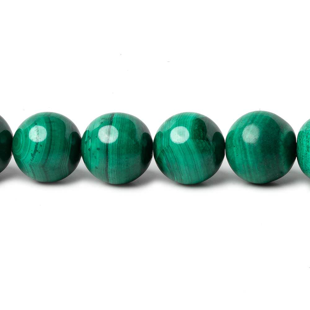 9mm Malachite Plain Rounds 16 inch 45 beads AA - Beadsofcambay.com