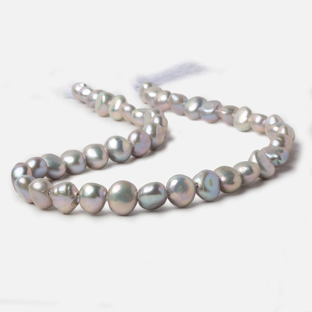 9mm Metallic Pink Silver Large Hole Baroque Freshwater Pearls 15 in 43 pcs - Beadsofcambay.com