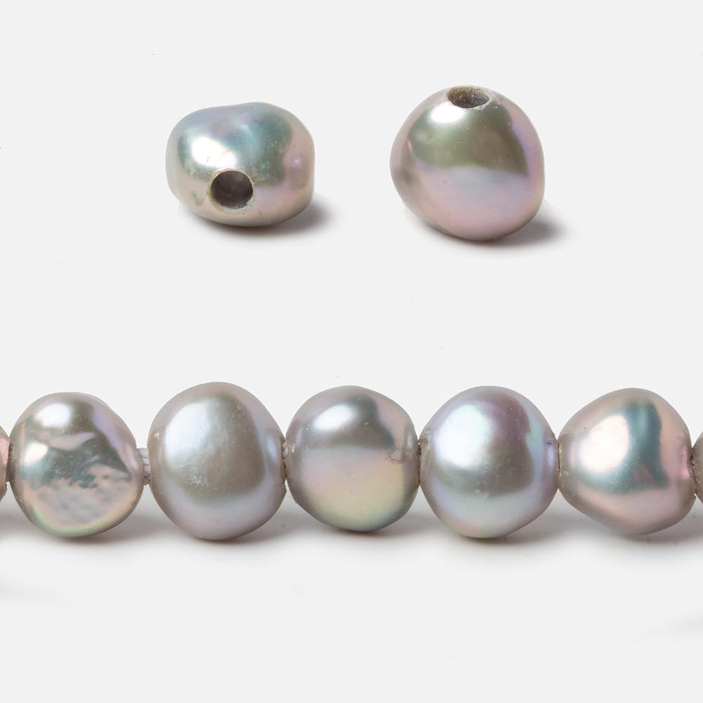 9mm Metallic Pink Silver Large Hole Baroque Freshwater Pearls 15 in 43 pcs - Beadsofcambay.com