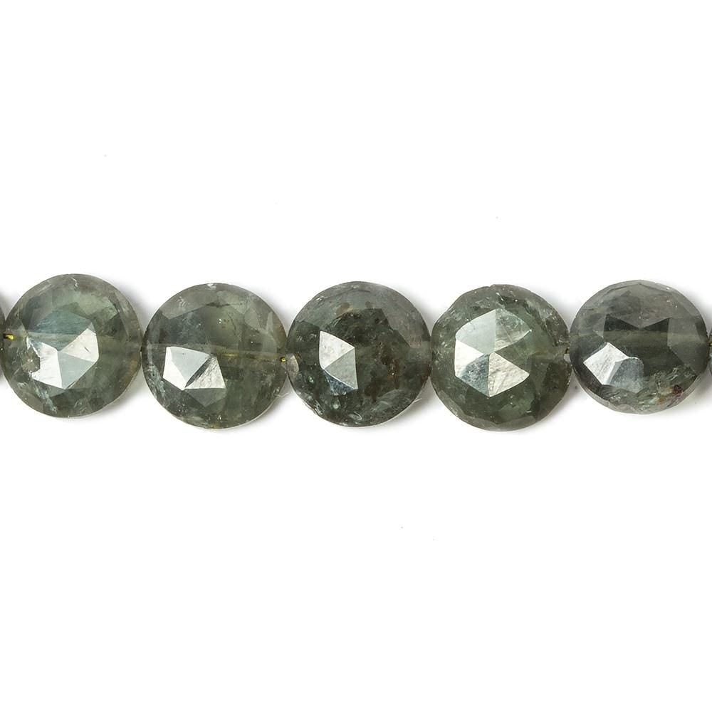 9mm Moss Aquamarine faceted coin beads 8 inch 23 pieces - Beadsofcambay.com
