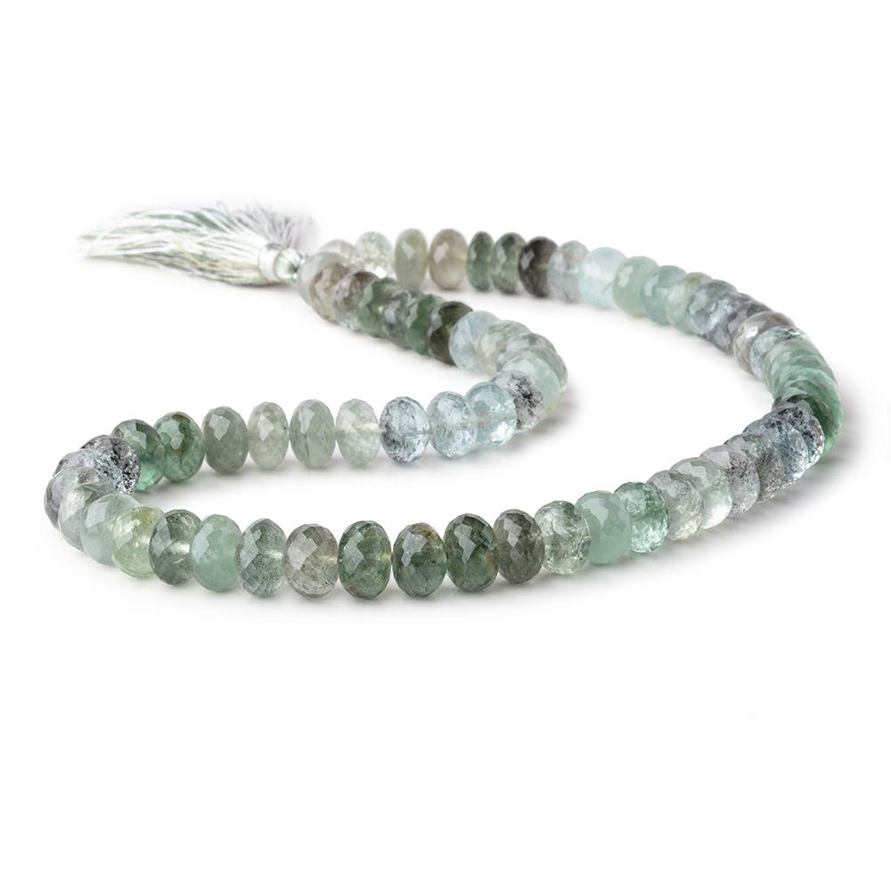 9mm Moss Aquamarine faceted rondelle Beads 15 inch 68 pieces - Beadsofcambay.com