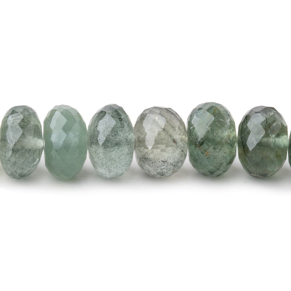 9mm Moss Aquamarine faceted rondelle Beads 15 inch 68 pieces - Beadsofcambay.com