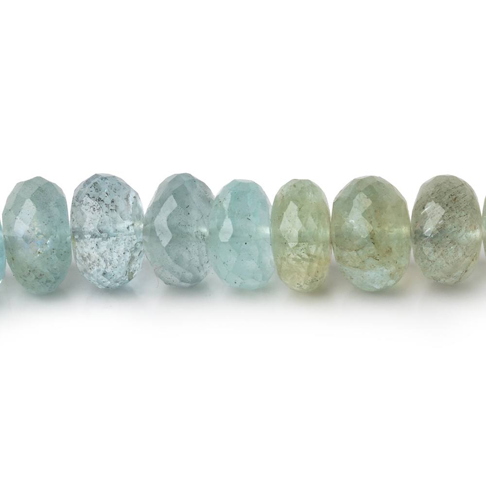 9mm Multi Beryl & Aquamarine Faceted Rondelles 15.75 inch 78 beads AA - Beadsofcambay.com