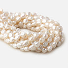 9mm Off White Keshi straight drilled freshwater pearls 16 inch 32 pieces A grade - Beadsofcambay.com