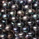 9mm Peacock Center Drill Button Black Gold .925 Silver Chain by the foot 24 pieces - Beadsofcambay.com