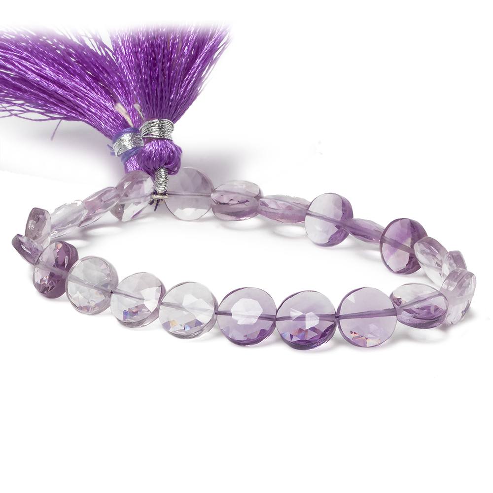 9mm Pink Amethyst faceted coin beads 8 inch 23 pieces - Beadsofcambay.com