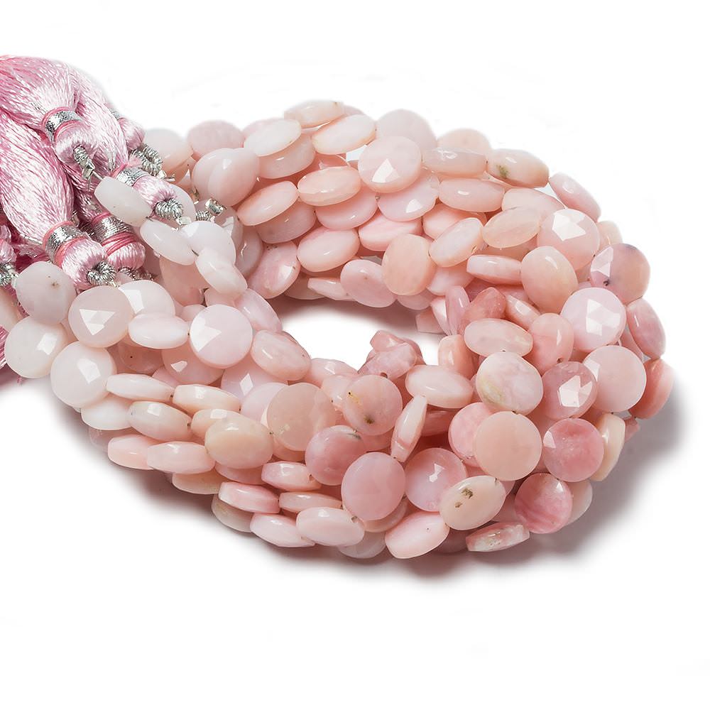 9mm Pink Peruvian Opal faceted coin beads 8 inch 23 pieces - Beadsofcambay.com