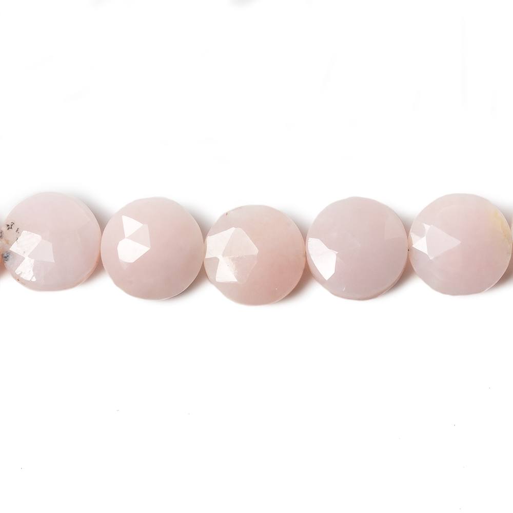 9mm Pink Peruvian Opal faceted coin beads 8 inch 23 pieces - Beadsofcambay.com