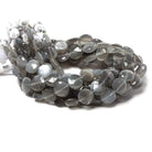 9mm Platinum Dark Grey Moonstone faceted coin beads 8 inch 23 pieces - Beadsofcambay.com