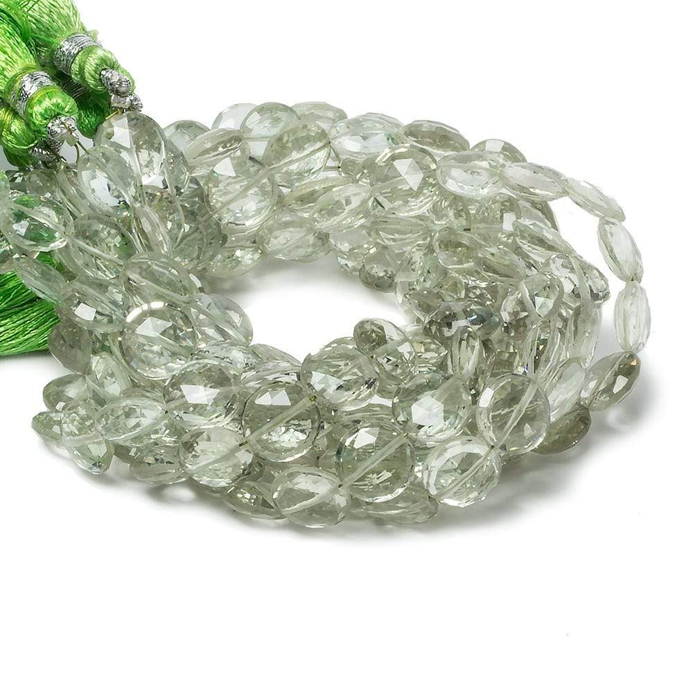 9mm Prasiolite faceted coin beads 8 inch 23 pieces - Beadsofcambay.com