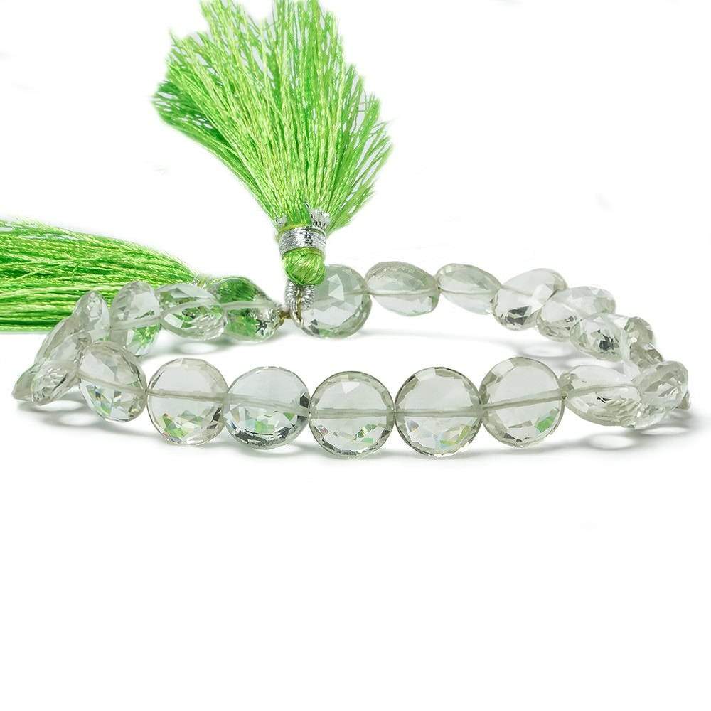 9mm Prasiolite faceted coin beads 8 inch 23 pieces - Beadsofcambay.com
