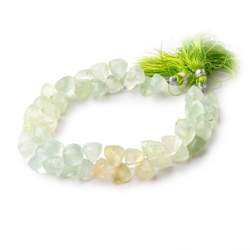 9mm Prehnite Beads Top Drill Trillion Beads 8 inch 50 pieces - Beadsofcambay.com