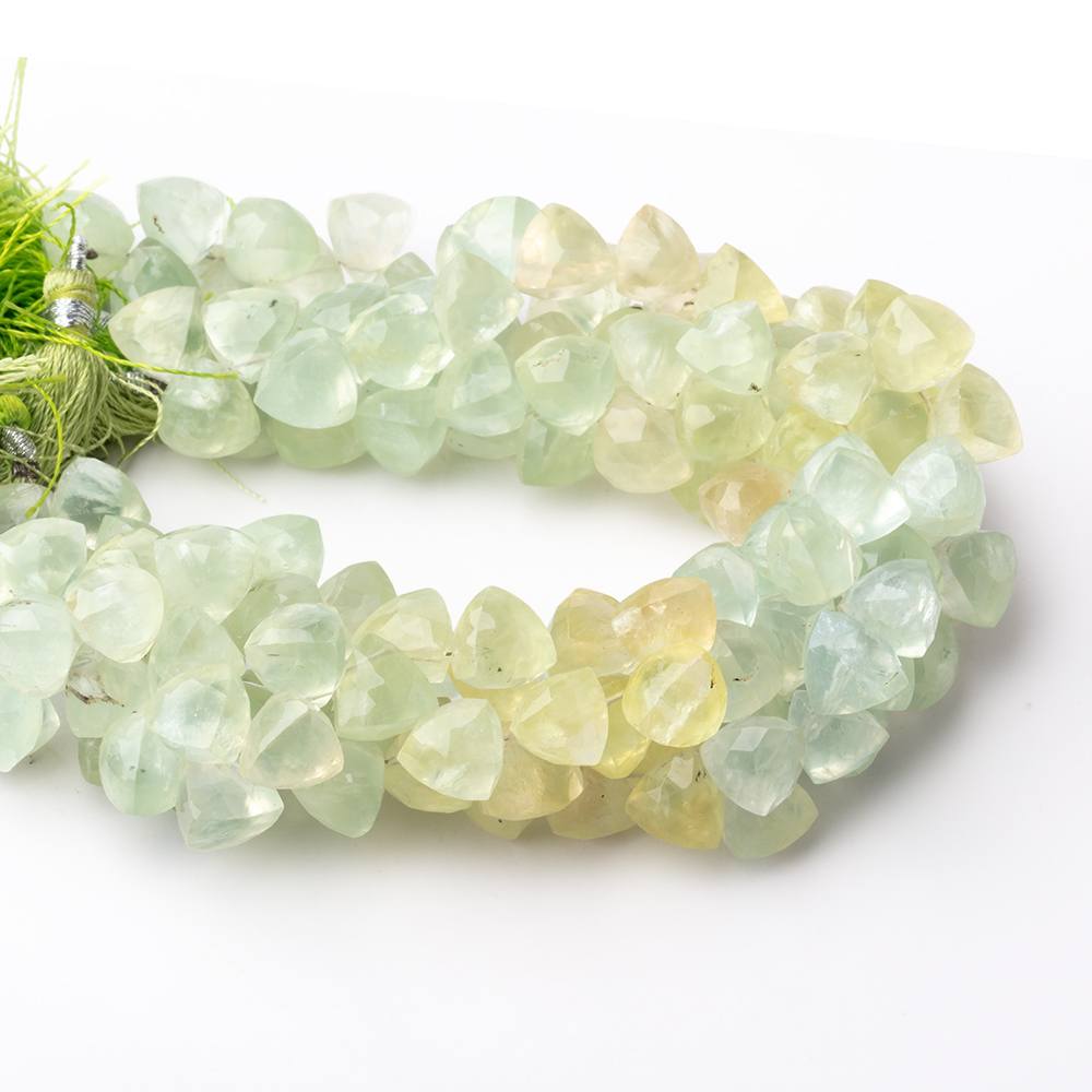 9mm Prehnite Beads Top Drill Trillion Beads 8 inch 50 pieces - Beadsofcambay.com