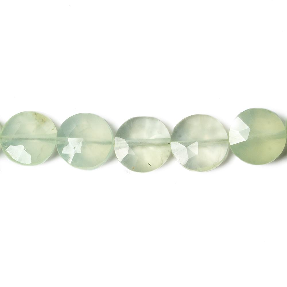 9mm Prehnite faceted coin beads 8 inch 23 pieces - Beadsofcambay.com