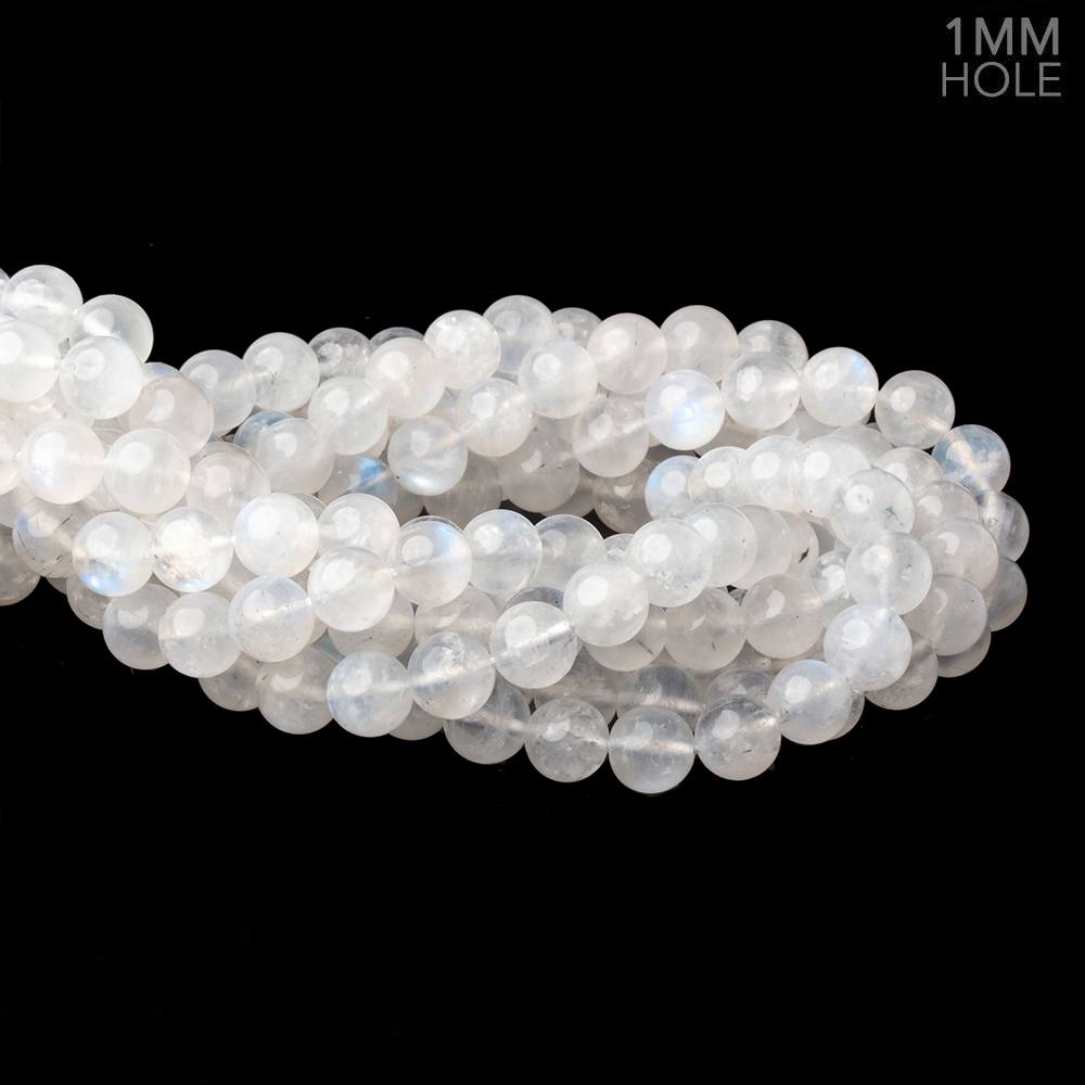 9mm Rainbow Moonstone Plain Round Beads 15 inch 42 pieces 1mm Hole - Beadsofcambay.com