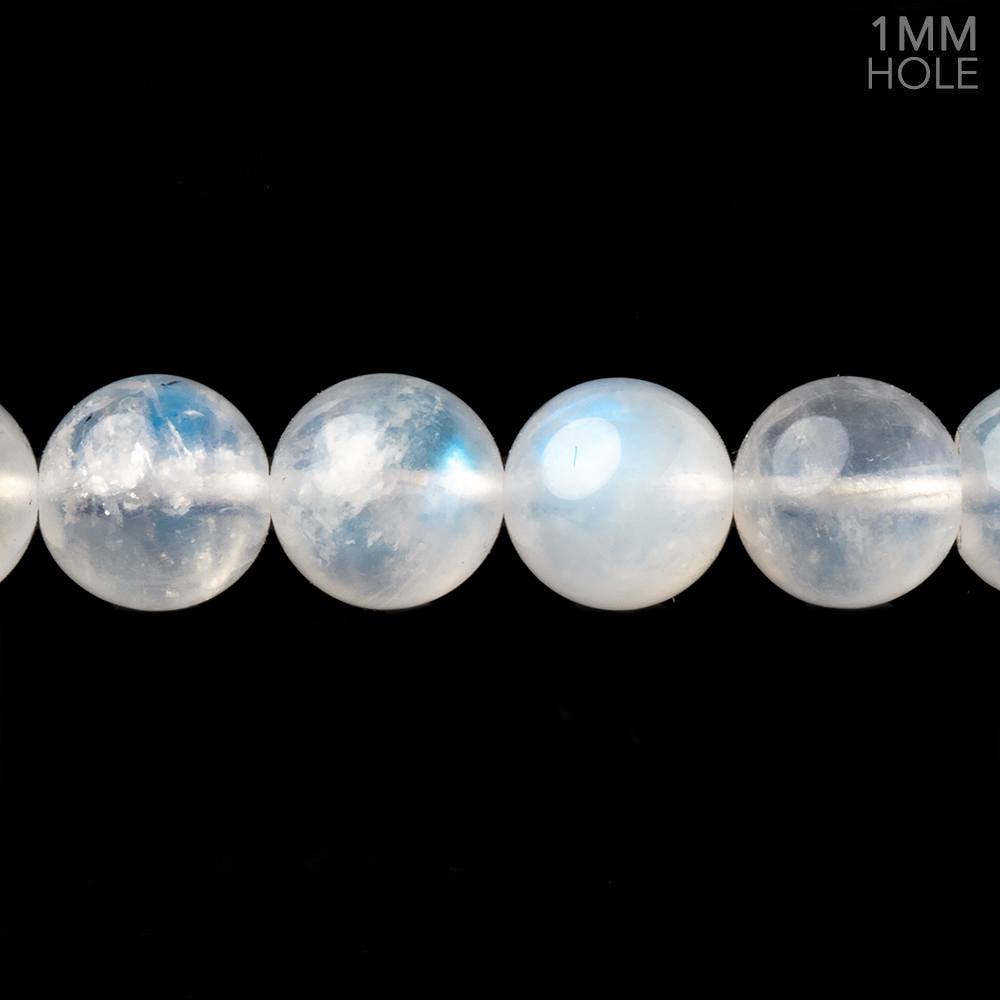 9mm Rainbow Moonstone Plain Round Beads 15 inch 42 pieces 1mm Hole - Beadsofcambay.com