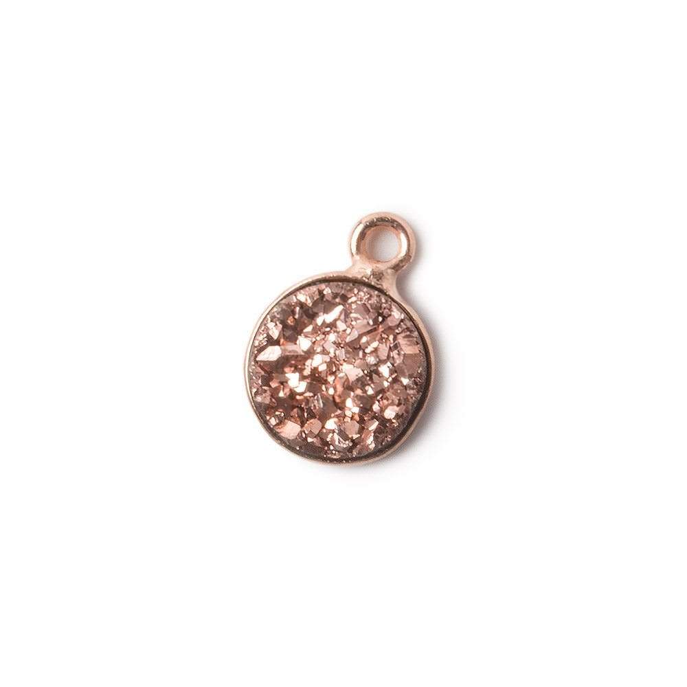 9mm Rose Gold Bezel Metallic Rose Drusy Coin Pendant 1 piece - Beadsofcambay.com