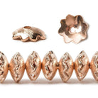 9mm Rose Gold plated Copper Brushed Flower Bead Cap 8 inch 84 pcs - Beadsofcambay.com