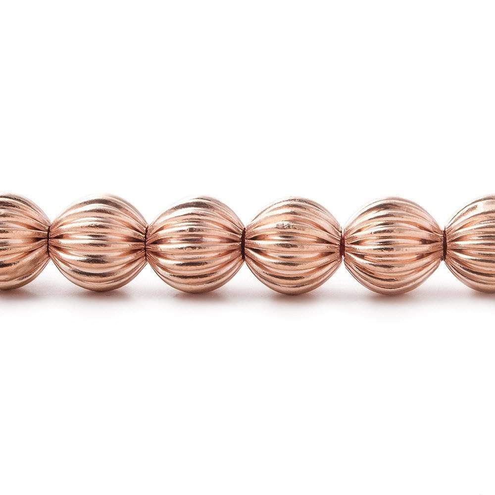 9mm Rose Gold plated Copper Corrugated Beads 23 beads 8 inch - Beadsofcambay.com