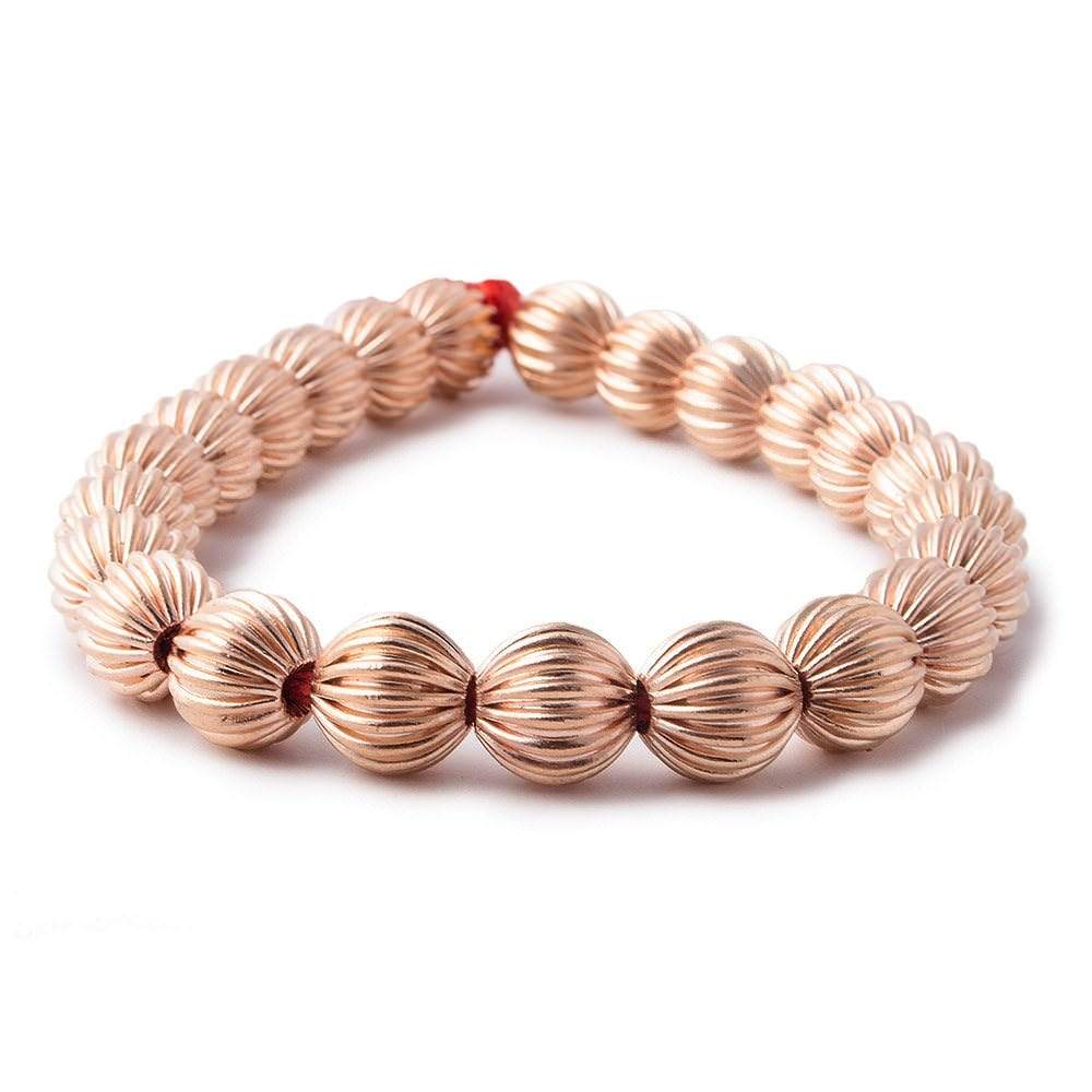 9mm Rose Gold plated Copper Corrugated Beads 23 beads 8 inch - Beadsofcambay.com