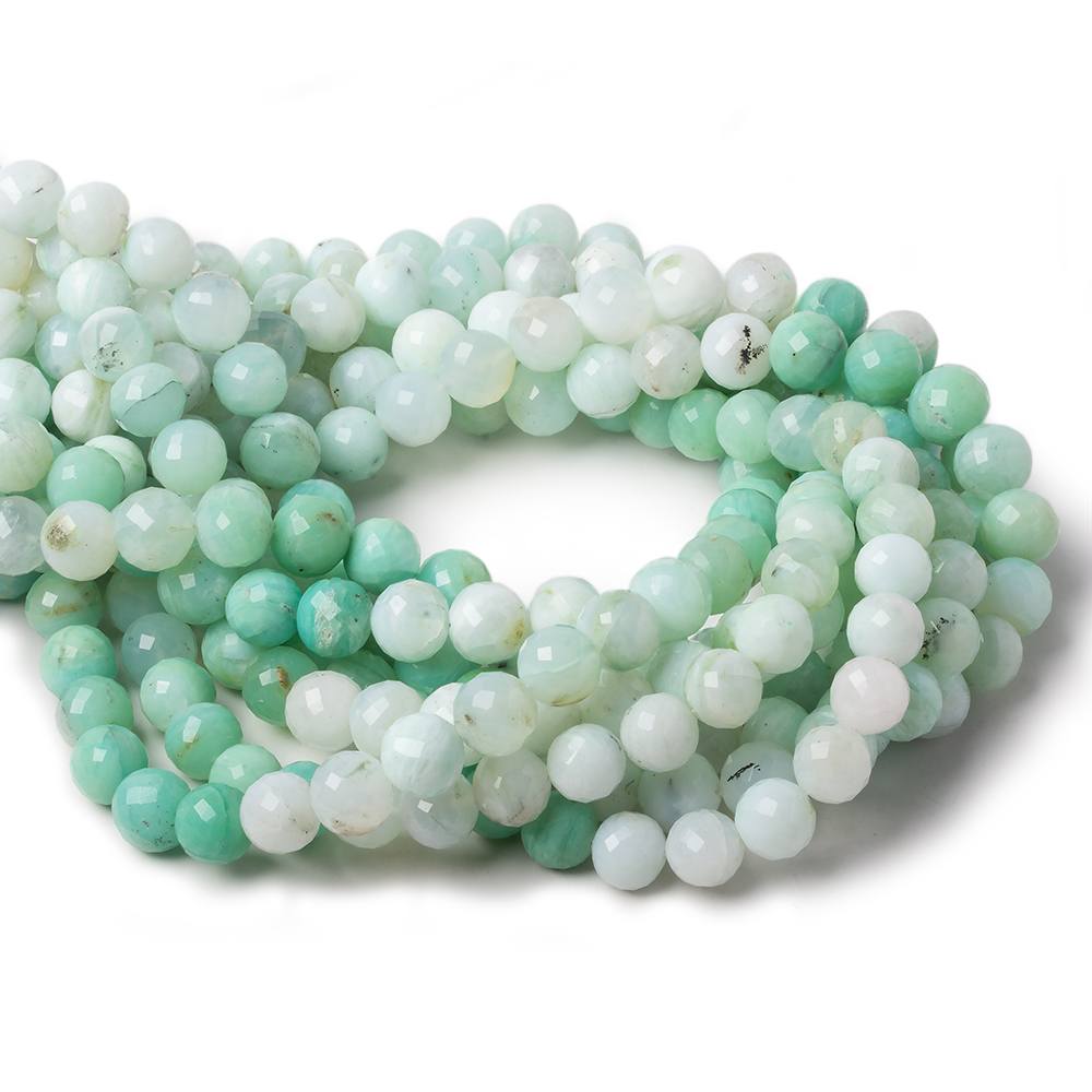 9mm Shaded Blue Perivian Opal faceted round beads 14 inch 39 pieces - Beadsofcambay.com