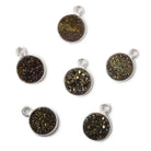 9mm Silver .925 Bezel Metallic Bronze Drusy Coin Pendant 1 piece - Beadsofcambay.com