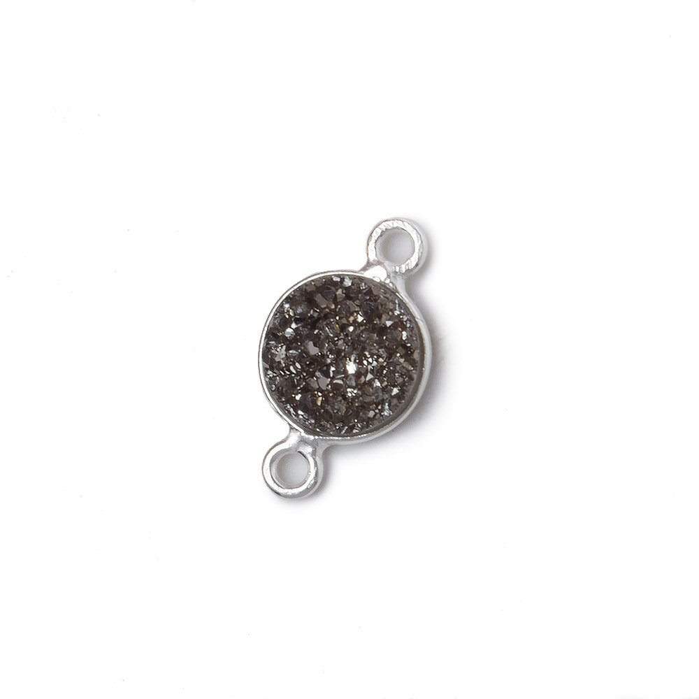 9mm Silver .925 Bezel Metallic Platinum Drusy Coin Connector 1 piece - Beadsofcambay.com