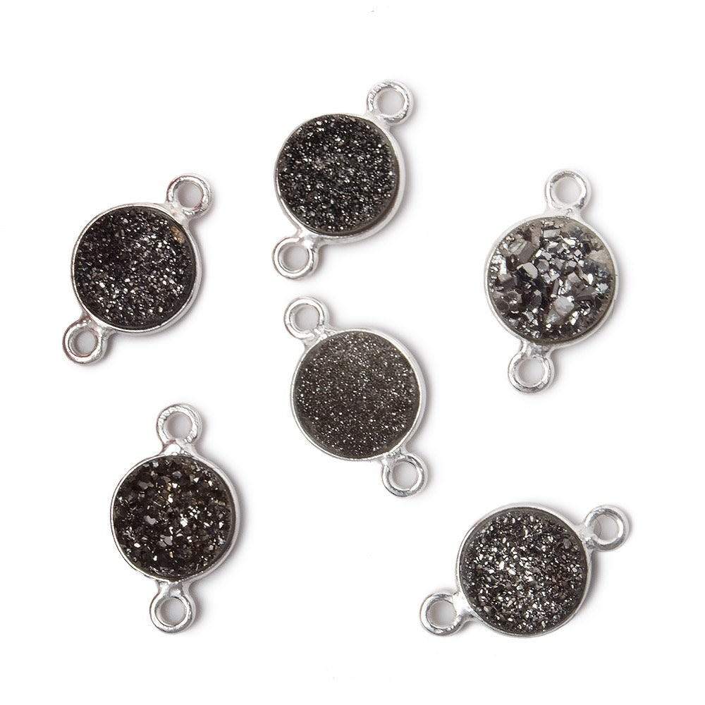9mm Silver .925 Bezel Metallic Platinum Drusy Coin Connector 1 piece - Beadsofcambay.com