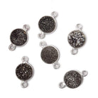 9mm Silver .925 Bezel Metallic Platinum Drusy Coin Connector 1 piece - Beadsofcambay.com