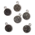 9mm Silver .925 Bezel Metallic Platinum Drusy Coin Pendant 1 piece - Beadsofcambay.com