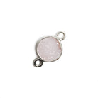 9mm Silver Bezel Ballet Pink Drusy Coin 2 ring Charm Connector 1 piece - Beadsofcambay.com