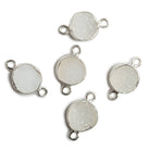 9mm Silver Bezel White Drusy Coin 2 ring Charm Connector 1 piece - Beadsofcambay.com