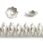 9mm Silver plated Brushed Scalloped Edge Bead Cap 7.5 inch 86 pieces - Beadsofcambay.com