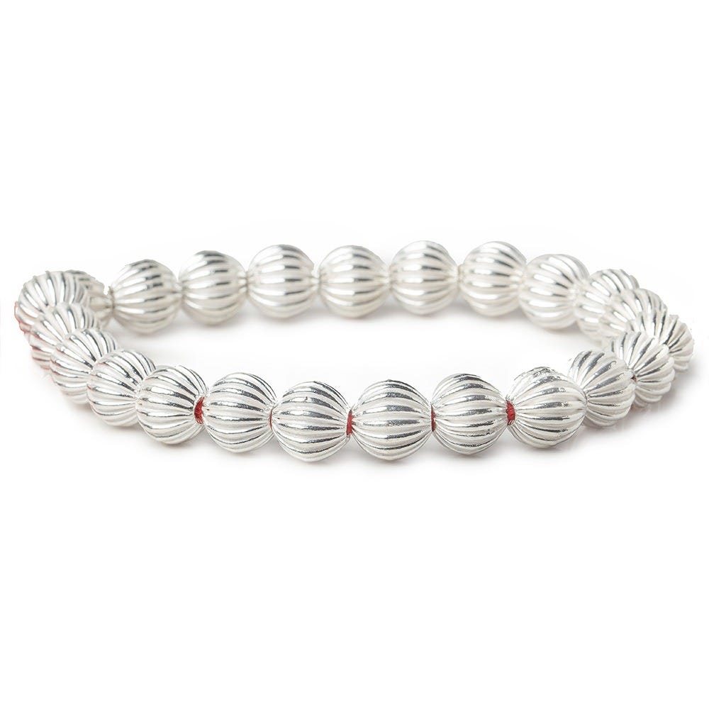 9mm Sterling Silver Plated Copper Roval Corrugated 8 inch 23 pcs - Beadsofcambay.com