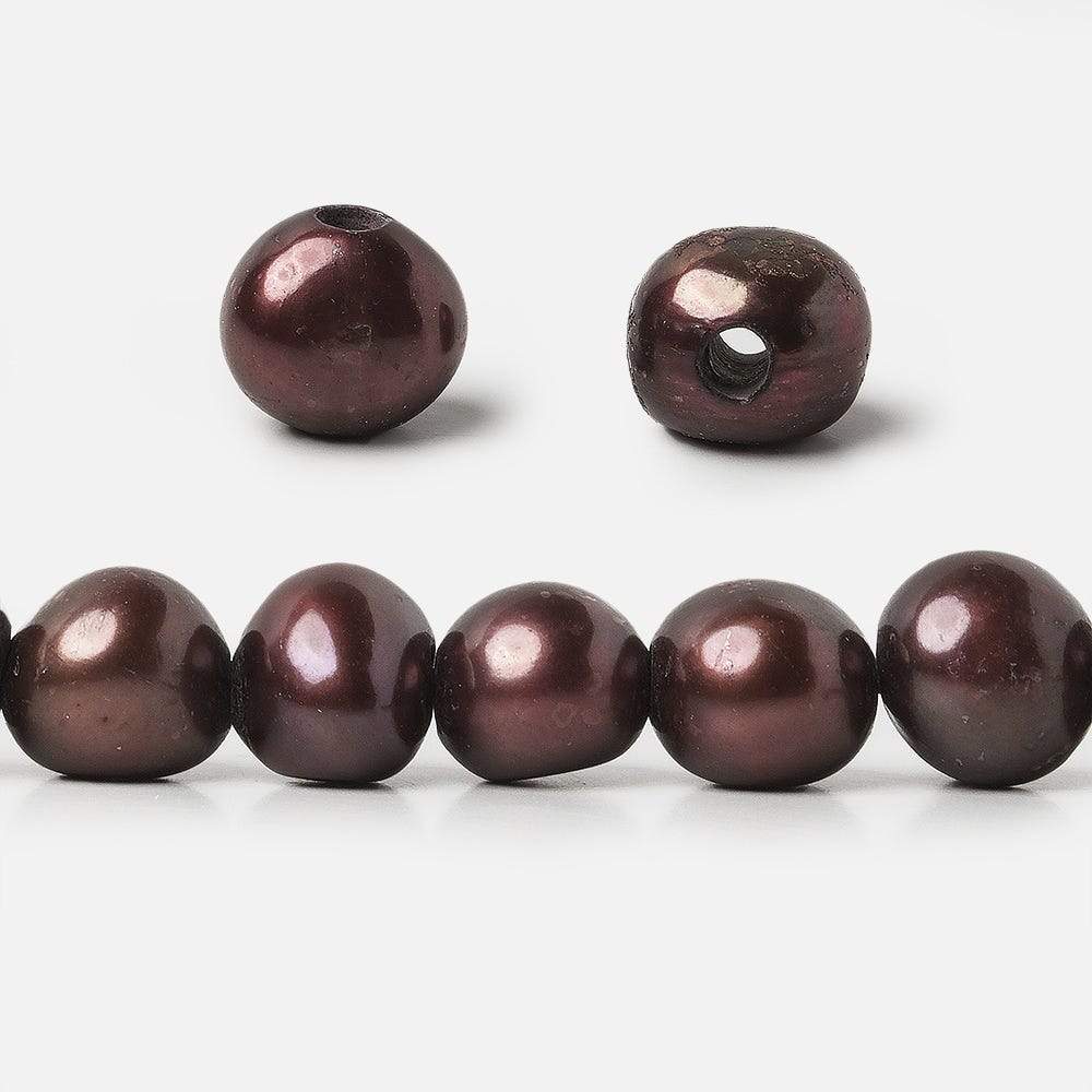 9mm Strawberry Chocolate Baroque 2.5mm large hole Pearls 15 in. 44 pcs - Beadsofcambay.com