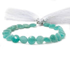 9mm Teal Amazonite faceted coin beads 8 inch 23 pieces - Beadsofcambay.com