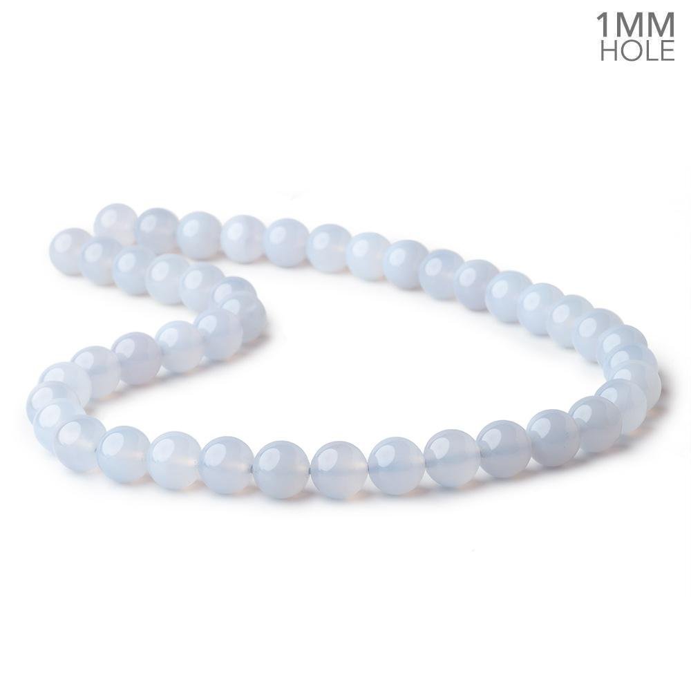 9mm Turkish Blue Chalcedony Plain Round Beads 15.5 inch 43 pieces - Beadsofcambay.com