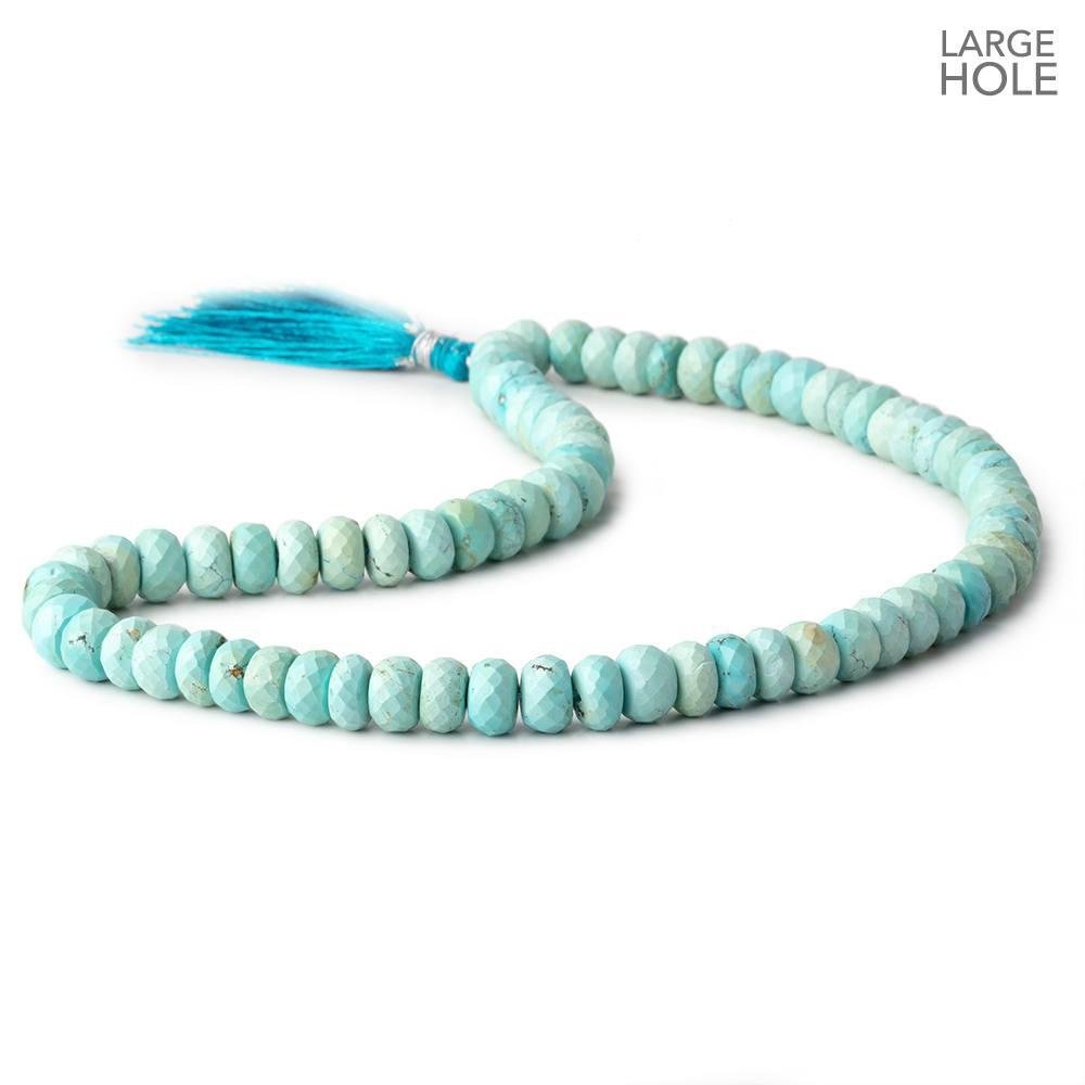 9mm Turquoise Large Hole Faceted Rondelle Beads 16 inch 76 pieces - Beadsofcambay.com