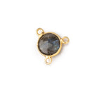 9mm Vermeil Bezel Labradorite Faceted Coin 3 Ring Connector 1 piece - Beadsofcambay.com