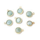 9mm Vermeil Bezel Milky Aquamarine Faceted Coin Pendant 1 Focal piece - Beadsofcambay.com