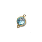 9mm Vermeil Bezel Sky Blue Topaz faceted coin Petite Connector 1 piece - Beadsofcambay.com