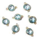 9mm Vermeil Bezel Sky Blue Topaz faceted coin Petite Connector 1 piece - Beadsofcambay.com